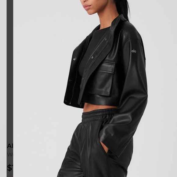 ALO Yoga Black Leather Jacket - Picture 3 of 11